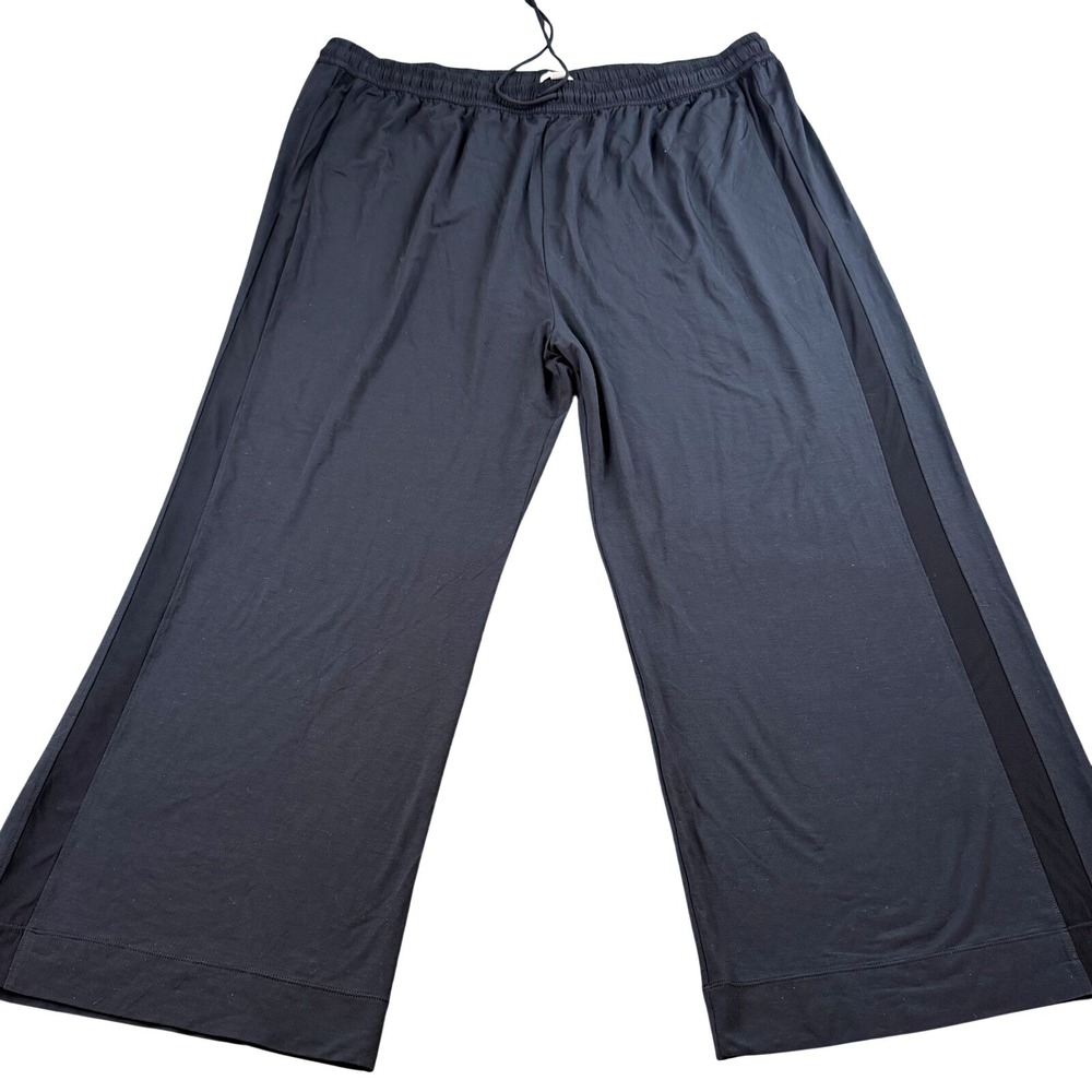 Honeylove 2X Black Wide Leg Lounge Pants Lyocell Stretch Mesh‎ Ankle Panels
